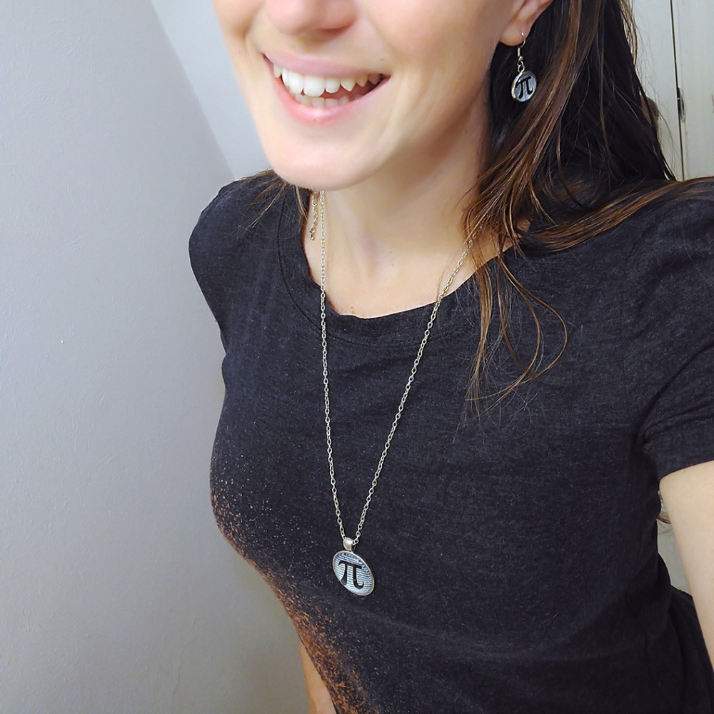 Pi Math Earrings - Picture 2 of 2